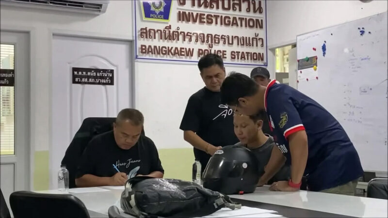 ตร.บางแก้ว รวบแล้วหนุ่มคนร้ายชิงลอตเตอรี่พ่อค้าพิการวัย 63 ปี